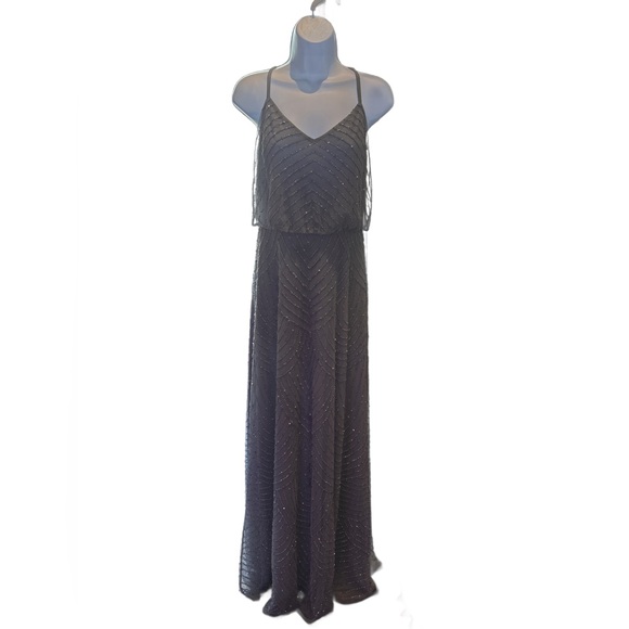Adrianna Pappel | Art Deco Beaded Blouson Dress in Blue Mist - Picture 3 of 12